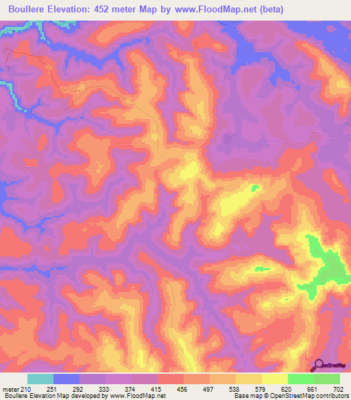 Boullere,Guinea Elevation Map