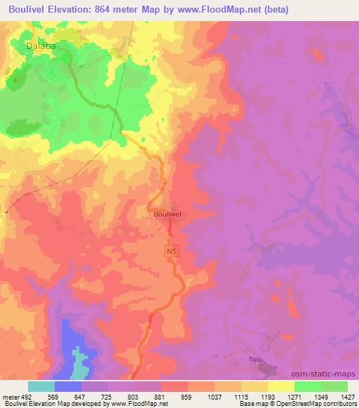 Boulivel,Guinea Elevation Map