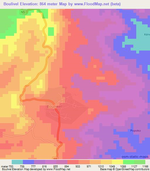 Boulivel,Guinea Elevation Map