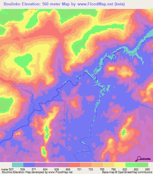 Boulinko,Guinea Elevation Map