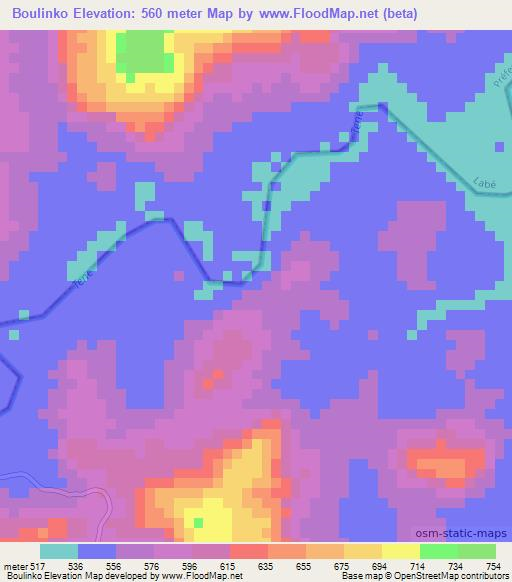 Boulinko,Guinea Elevation Map