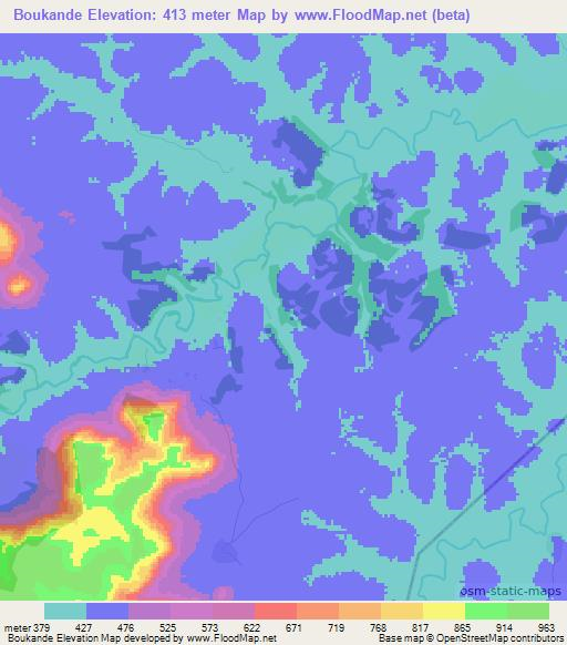 Boukande,Guinea Elevation Map