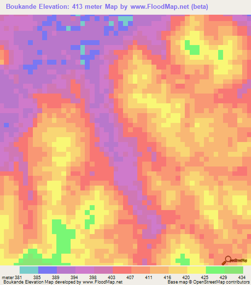 Boukande,Guinea Elevation Map