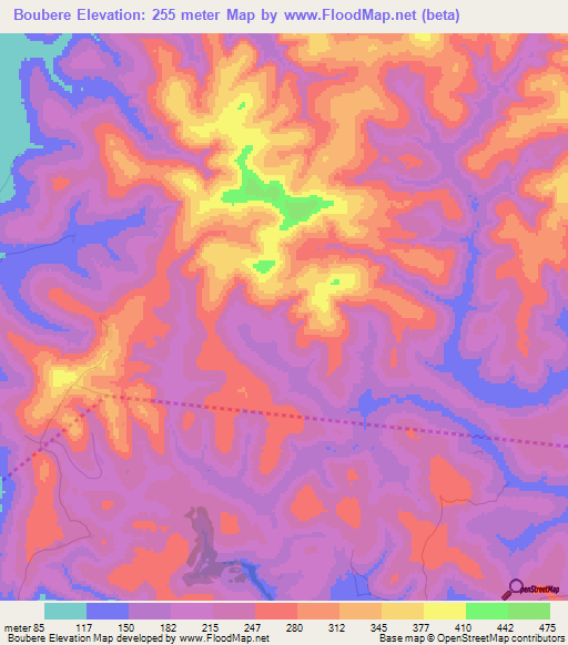 Boubere,Guinea Elevation Map