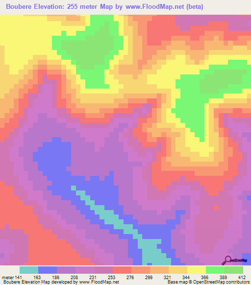 Boubere,Guinea Elevation Map