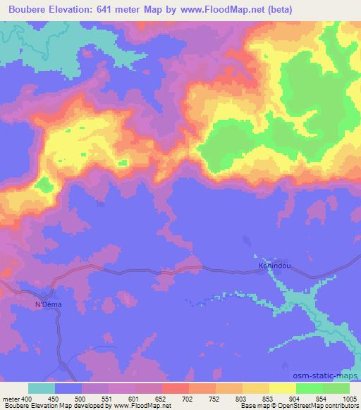 Boubere,Guinea Elevation Map