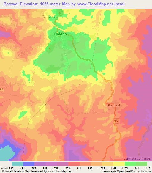 Botowel,Guinea Elevation Map