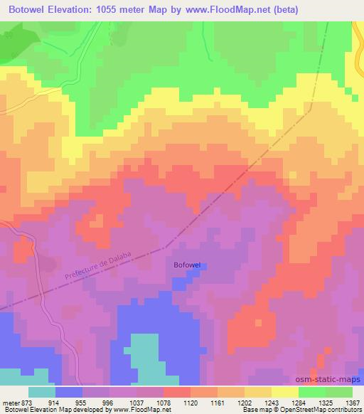 Botowel,Guinea Elevation Map