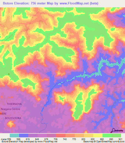 Botore,Guinea Elevation Map