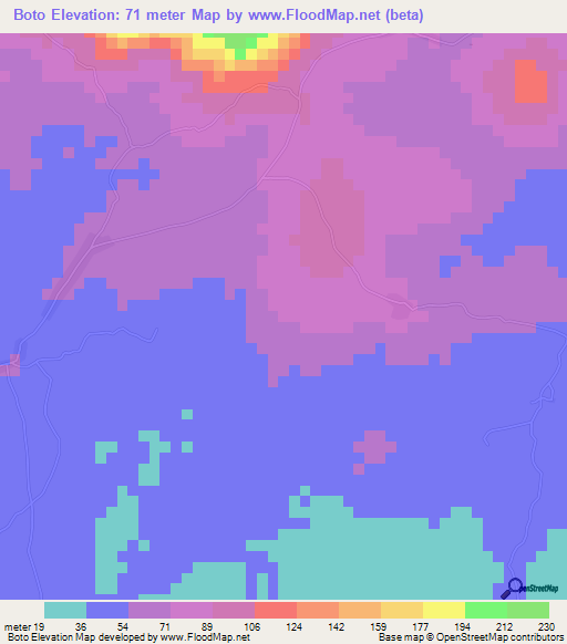 Boto,Guinea Elevation Map