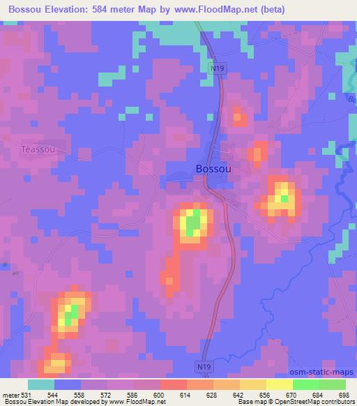 Bossou,Guinea Elevation Map