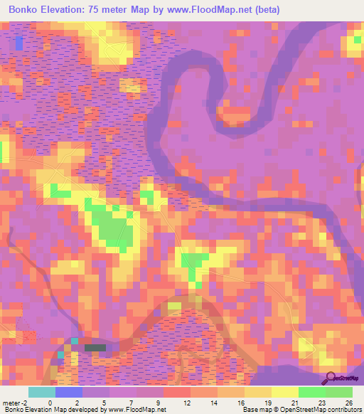 Bonko,Guinea Elevation Map