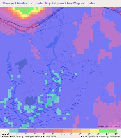 Boneya,Guinea Elevation Map