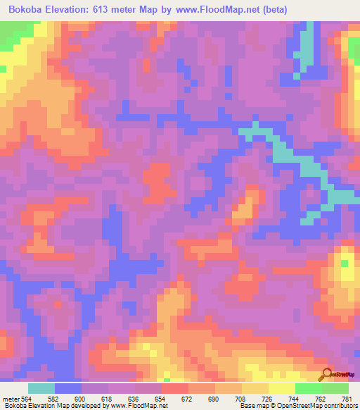 Bokoba,Guinea Elevation Map