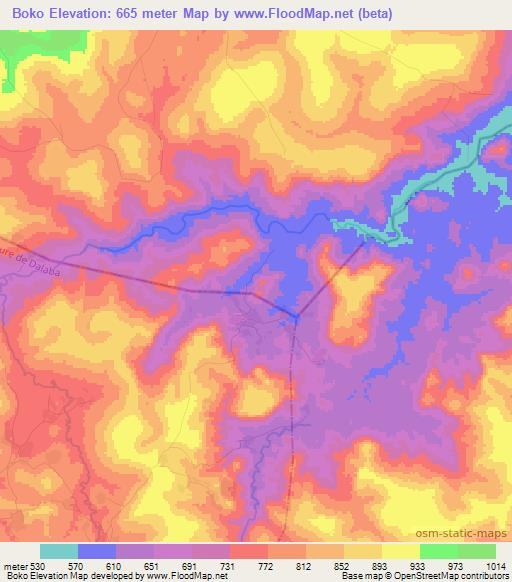 Boko,Guinea Elevation Map