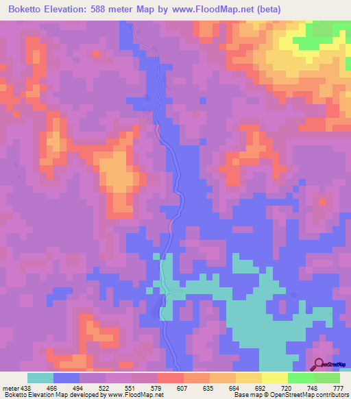 Boketto,Guinea Elevation Map