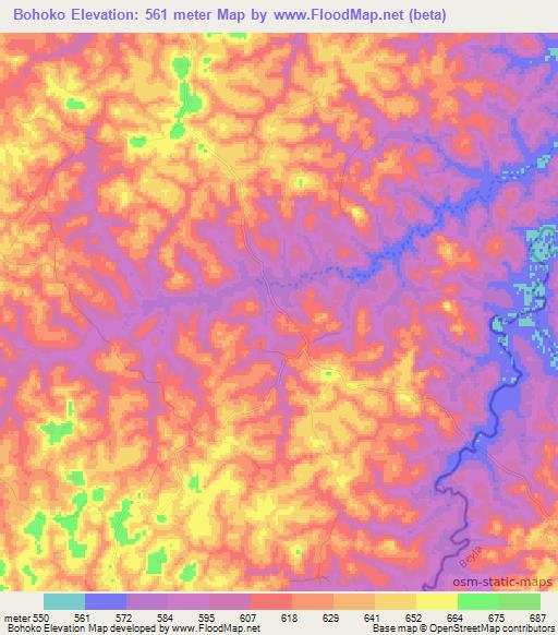 Bohoko,Guinea Elevation Map