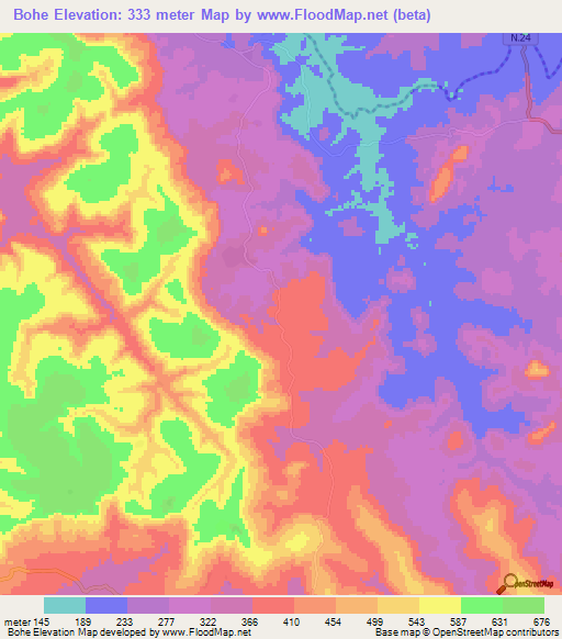 Bohe,Guinea Elevation Map