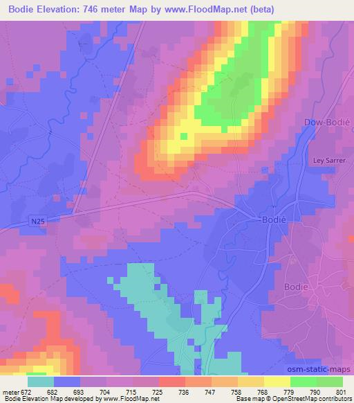 Bodie,Guinea Elevation Map