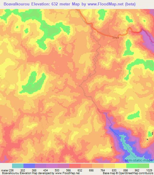 Boavalkourou,Guinea Elevation Map