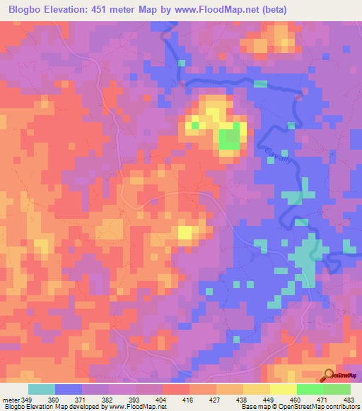 Blogbo,Guinea Elevation Map