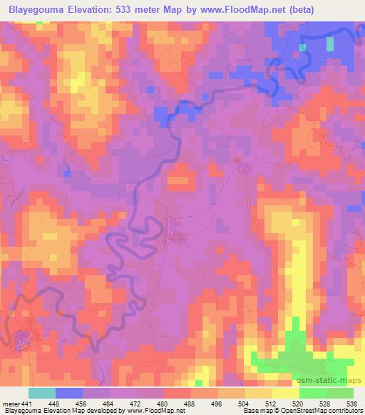 Blayegouma,Guinea Elevation Map