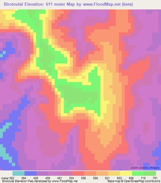 Birotoulal,Guinea Elevation Map