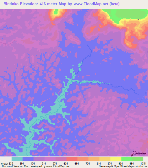 Bintinko,Guinea Elevation Map