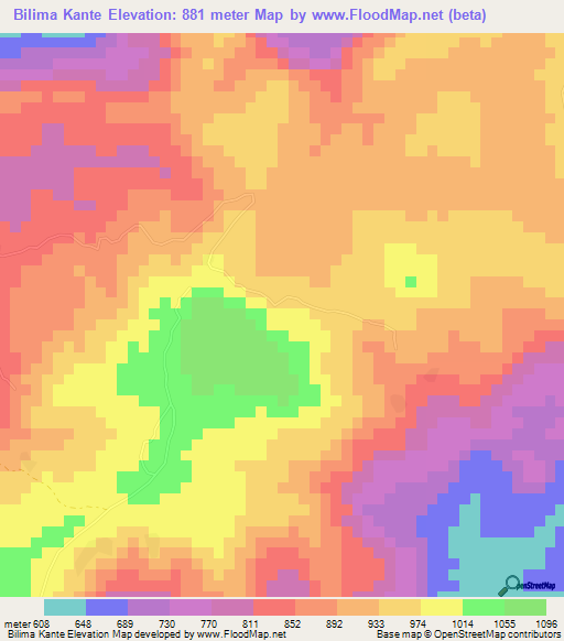 Bilima Kante,Guinea Elevation Map