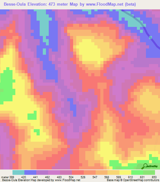 Besse-Oula,Guinea Elevation Map