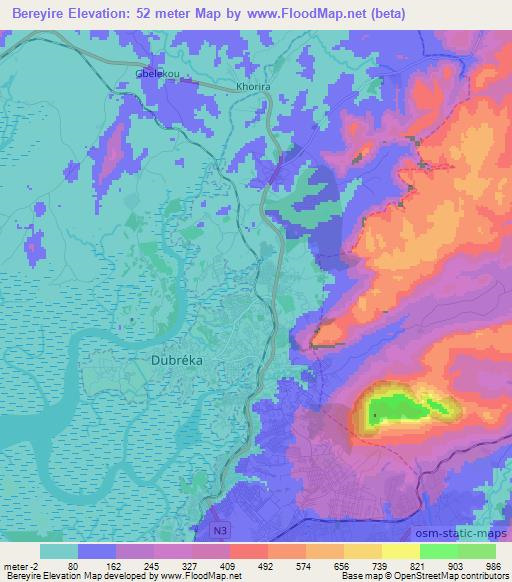 Bereyire,Guinea Elevation Map