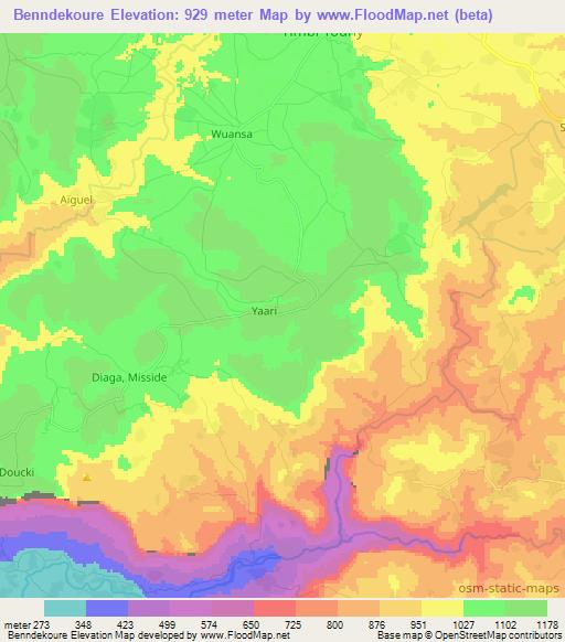 Benndekoure,Guinea Elevation Map