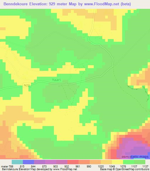 Benndekoure,Guinea Elevation Map