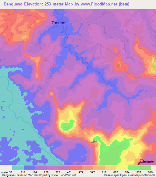 Bengueya,Guinea Elevation Map