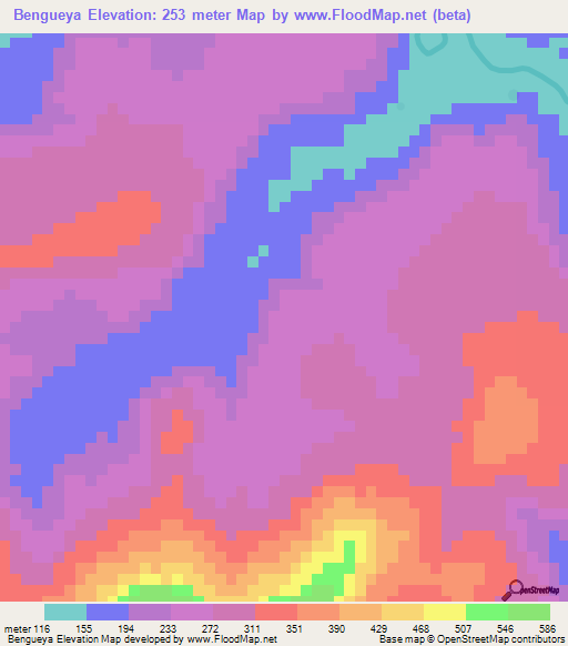 Bengueya,Guinea Elevation Map