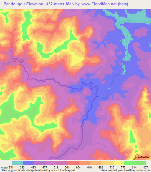 Bendougou,Guinea Elevation Map