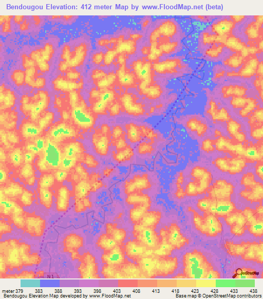 Bendougou,Guinea Elevation Map