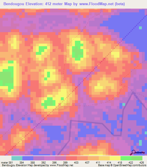 Bendougou,Guinea Elevation Map