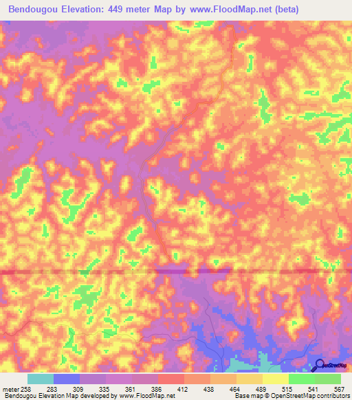 Bendougou,Guinea Elevation Map