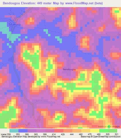 Bendougou,Guinea Elevation Map