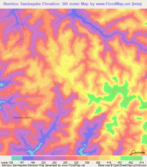 Bembou Sambayabe,Guinea Elevation Map