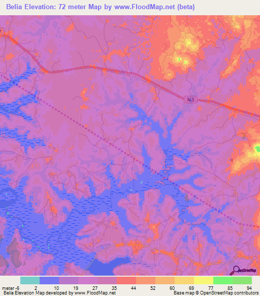 Belia,Guinea Elevation Map