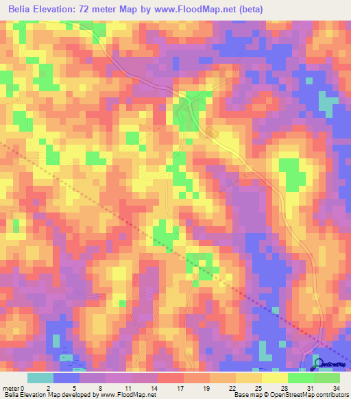 Belia,Guinea Elevation Map