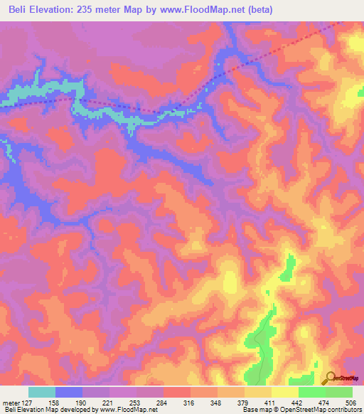 Beli,Guinea Elevation Map