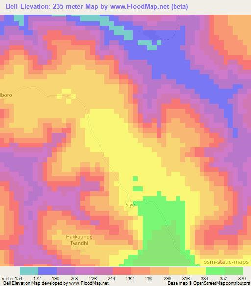 Beli,Guinea Elevation Map