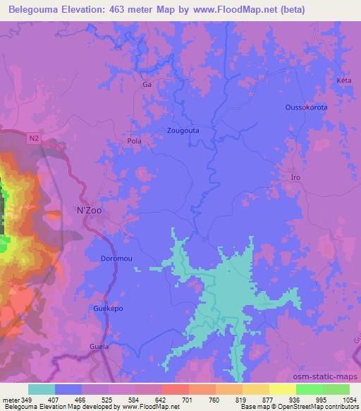 Belegouma,Guinea Elevation Map