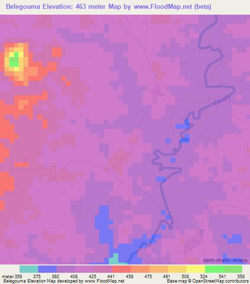 Belegouma,Guinea Elevation Map