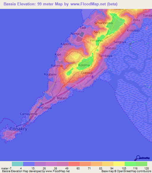 Bassia,Guinea Elevation Map