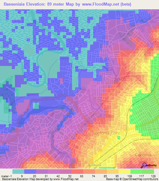 Basseniaia,Guinea Elevation Map