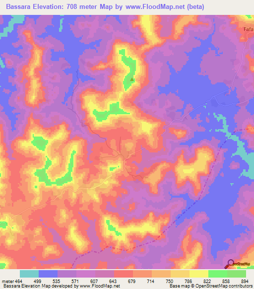 Bassara,Guinea Elevation Map